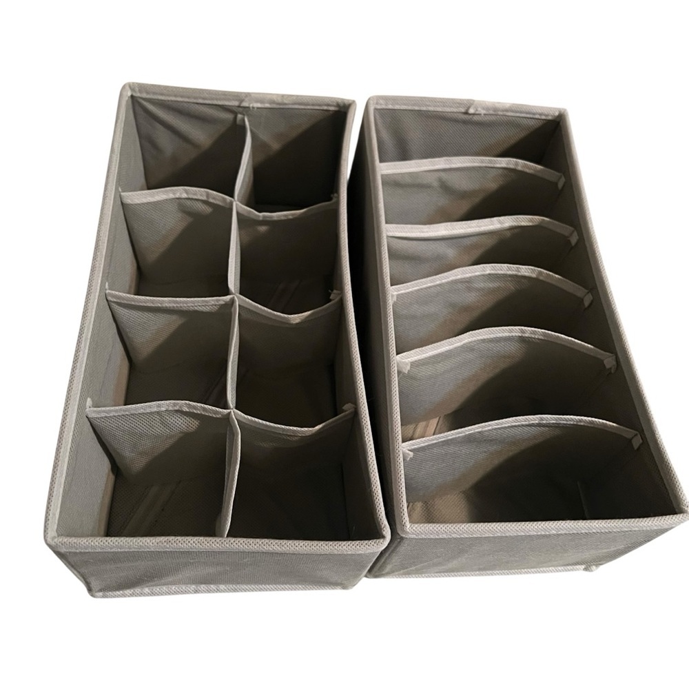 Ikea Drawer Organizers Gray White Zip Bottom Foldable Compact 8/ 6 Compartments